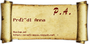Prádl Anna névjegykártya